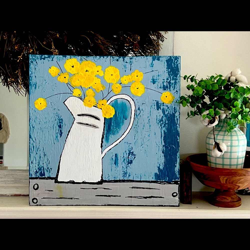 NEW 18.5” x 18.5” Farmhouse Style Hand Painting on Wood